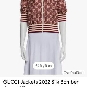 Gucci Women's Burgundy and White Bomber Jacket